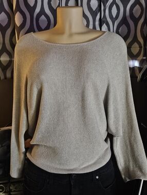 NWOT Cyrus Boatneck Lightweight Knit Sweater in Light Taupe